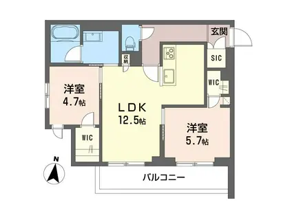 リラフォート(2LDK/3階)の間取り写真