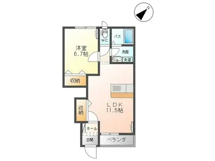 ハピネス・パーク(1LDK/1階)の間取り写真