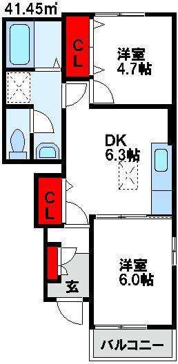 ベルサンライズB(2DK/1階)の間取り写真