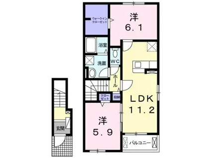 イリニII(2LDK/2階)の間取り写真