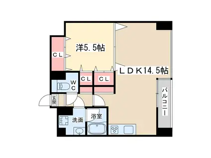 ケークラフトウメダ108(1LDK/7階)の間取り写真
