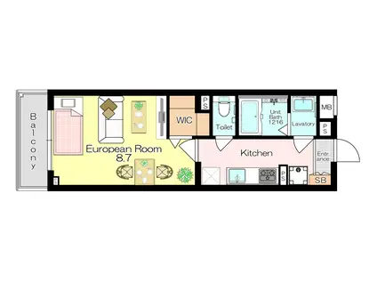 アンシェルITAMI(1K/1階)の間取り写真