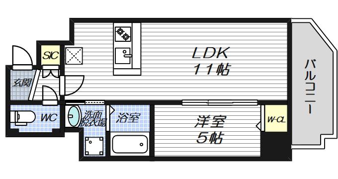 フェルザ福島(1LDK/7階)の間取り写真