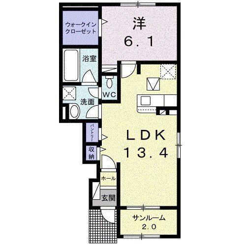 ミサオーレ(1LDK/1階)の間取り写真