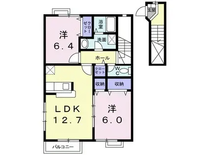 サン・モールI(2LDK/2階)の間取り写真