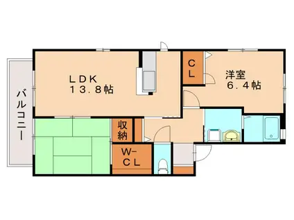コーポラス青木B(2LDK/2階)の間取り写真