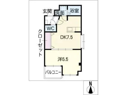 エスペランサ(1DK/2階)の間取り写真