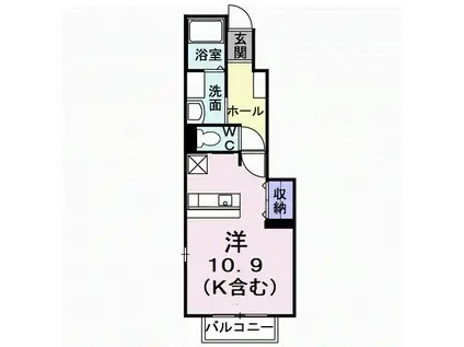 アスア・ラ・ルース(ワンルーム/1階)の間取り写真