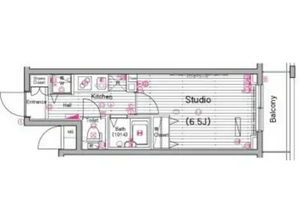 グランドガーラ横濱山下町(1K/2階)の間取り写真