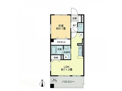フィネス白方(1LDK/1階)の間取り写真
