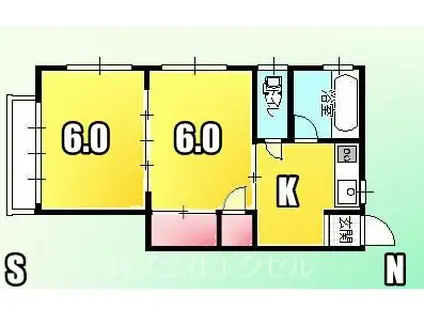 コーポいしかわ(2K/2階)の間取り写真
