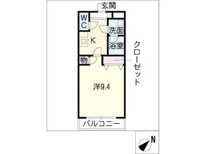 グリーンコートII(1K/1階)の間取り写真