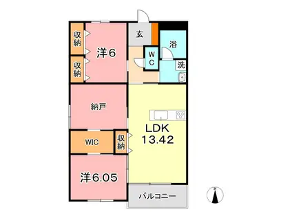 ALMA倉敷(2SLDK/2階)の間取り写真