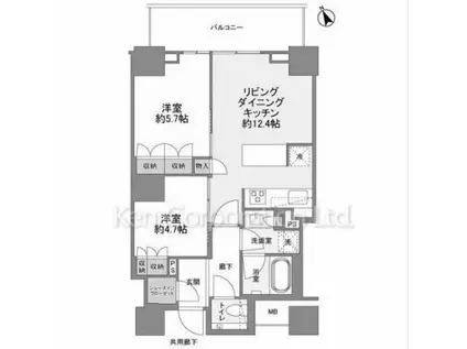 ザ・パークハウス三田ガーデンレジデンス(2LDK/13階)の間取り写真