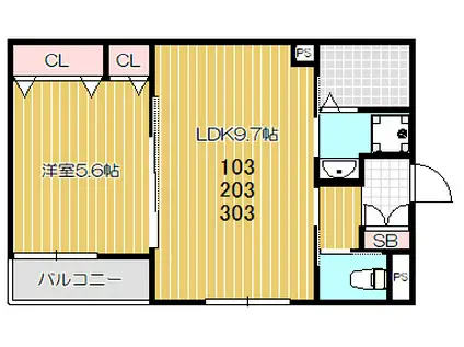 MAISON DE ROSE(1LDK/2階)の間取り写真