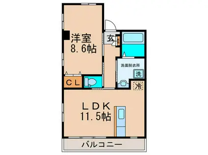 シルクキャッスル宮代(1LDK/1階)の間取り写真