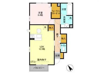 グラウクスC(1LDK/1階)の間取り写真