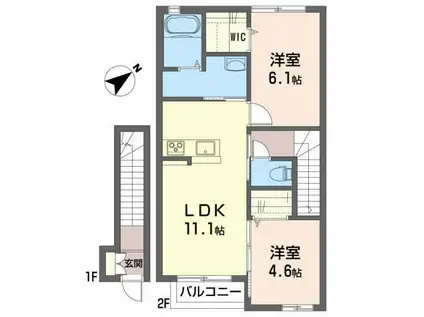 シャーメゾン港北II(2LDK/2階)の間取り写真