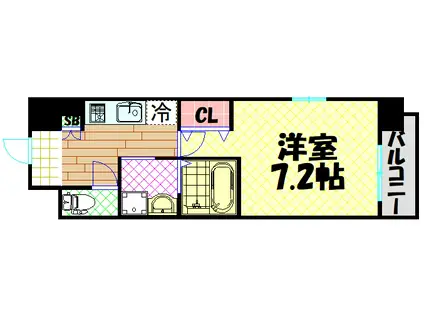 エスリード難波サウス(1K/9階)の間取り写真