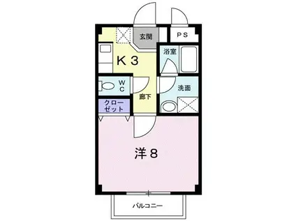 パークハイム大丸 E(1K/1階)の間取り写真