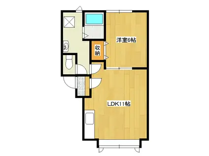 桑原ハイツⅡ(1LDK/2階)の間取り写真