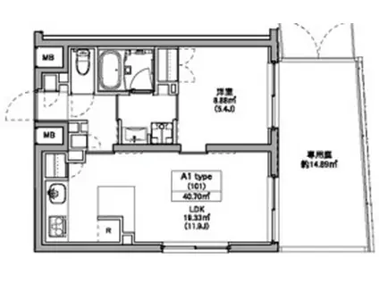 ASTILE世田谷松原(1LDK/1階)の間取り写真