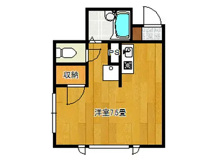 尾島ビル(ワンルーム/2階)の間取り写真