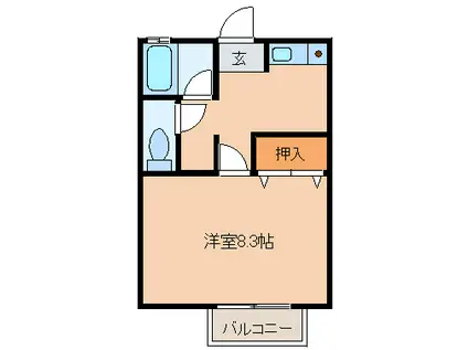 イーストリバースガーデンプレイス(1K/1階)の間取り写真