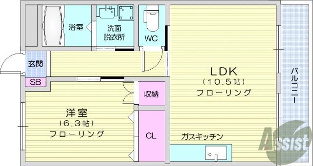 フォレスト壱番館(1LDK/2階)の間取り写真