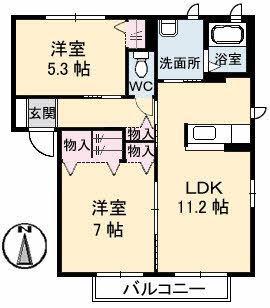 シャーメゾンフェリーチェ(2LDK/2階)の間取り写真