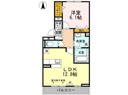 グランデタカオカ A(1LDK/3階)の間取り写真