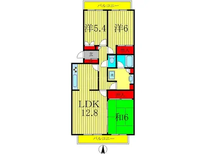 グランテリア(3LDK/5階)の間取り写真