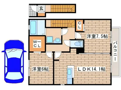セントラルグレイスA棟(2LDK/2階)の間取り写真