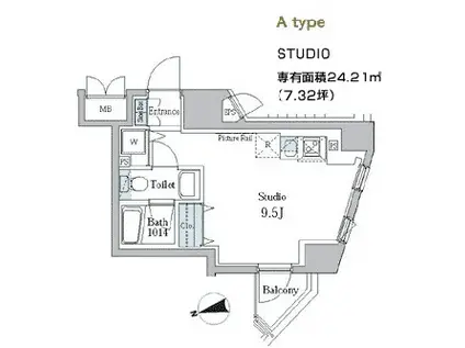 パークアクシス御徒町(ワンルーム/10階)の間取り写真