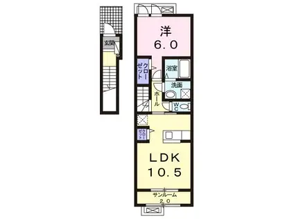 パレ・モンブラン2017(1LDK/2階)の間取り写真