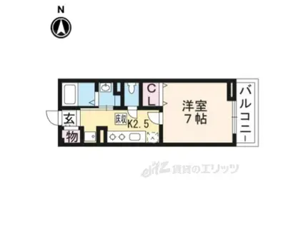 グランツ並河(1K/1階)の間取り写真