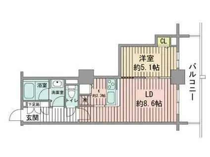プライムアーバン札幌リバーフロント(1LDK/16階)の間取り写真