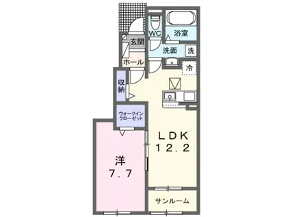パークヒルズ利根五番館(1LDK/1階)の間取り写真