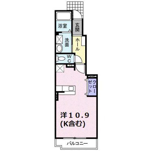 サンリバーヒルズ B(ワンルーム/1階)の間取り写真