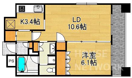 リーガル京都五条堀川(1LDK/8階)の間取り写真
