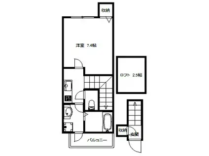 あんしん熊野町(1K/2階)の間取り写真