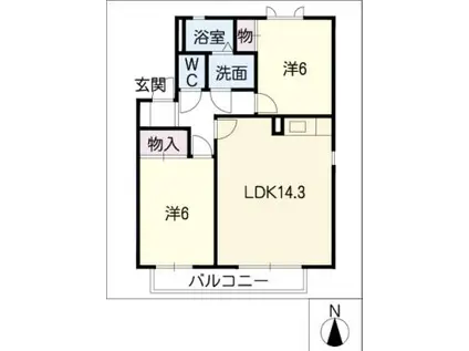 WINDWARD(2LDK/1階)の間取り写真