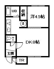 ハイツエルム(1DK/2階)の間取り写真