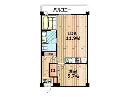 ザ レギャン 3号棟(1LDK/1階)の間取り写真