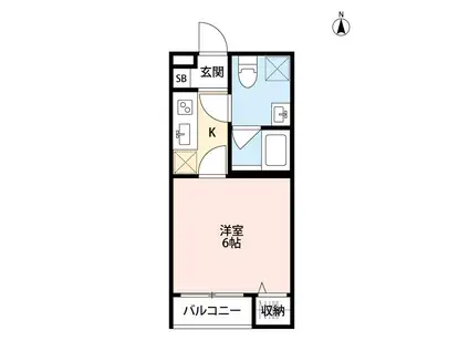 エルカーサ(1K/1階)の間取り写真