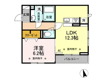 GRANDK(1LDK/3階)の間取り写真
