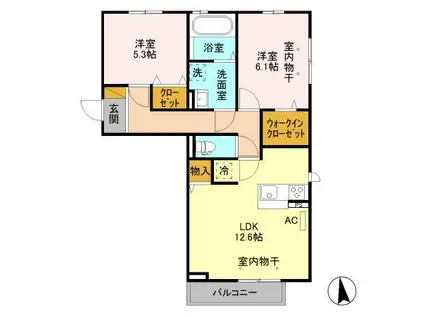 グランデ西千手(2LDK/3階)の間取り写真