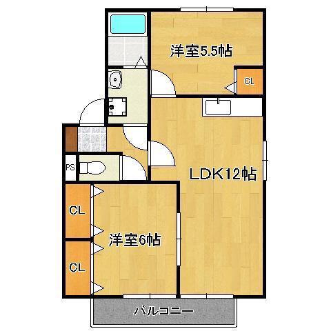ウィルモア綺麗(2LDK/2階)の間取り写真