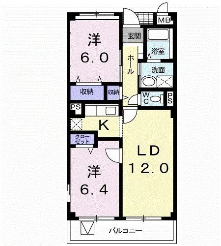 ワイズポート(2LDK/2階)の間取り写真