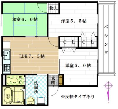エスペランザ(3DK/2階)の間取り写真
